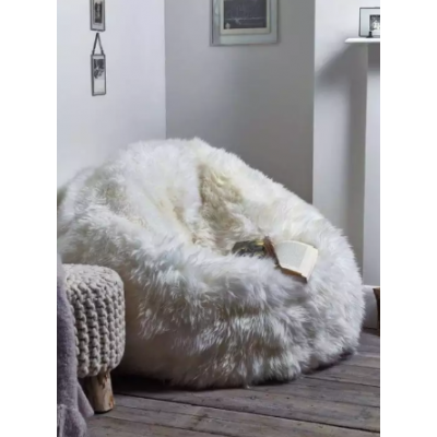 Bean Bag Luxury Chairs XXXL Size Fluffy Faux Fur White Puff Bean Bag